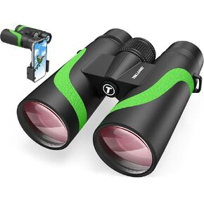 15x55 HD Binoculars for Adults High Powered,8° Wide Angle Binoculars,367/1000yds,BAK4 Prism FMC Lens,IPX7 Waterproof Binoculars for Bird Watching Hiking Travel Sports with Phone Adapter(Green)