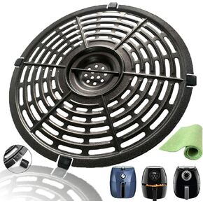 3.7QT Round Air Fryer Accessories Tray for Gowise/Chefman/PowerXL/Crux Air Fryers, Upgraded Nonstick Air Fryer Grill Pan Insert Crisper Plate Rack Grate for Chefman 3.5QT/3.6QT Air Fryers