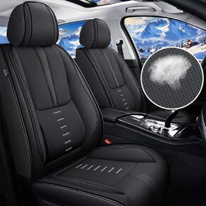 أغطية مقاعد السيارة تناسب Nissan Frontier 2009-2024 مجموعة كاملة من غطاء مقعد الجلد الصناعي صفين و5 مقاعد واقي وسادة مقعد مقاوم للماء (خط أسود وأحمر)
