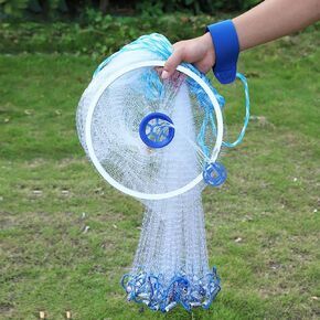 Hand Throw Fishing Net Outdoor Nylon Monofilament Cast Hand Throw Fishing Mesh Net (3.6m) 0.5 Finger Small Mesh