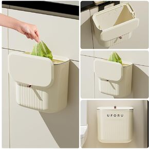 3.2gal/12L Bathroom Trash Can with Press Top Lid, Round Plastic Garbage Can, Small Toilet Trash Can for Bedroom, Living Room, Office
