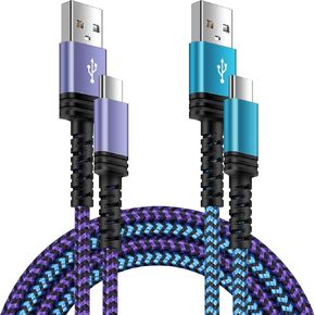 USB C Charger Cable Fast Charging 10FT 2Pack for iPhone 16/16 Plus/16 Pro Max/16 Pro/15/15 Pro Max Plus,USB A to USB Type C Long Android Phone Car Charger Cord for Samsung Galaxy A16 A25 A35 S24 Ultra