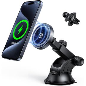 for MagSafe Car Mount Charger, 15W Fast Charging Magnetic Wireless Car Charger Air Vent Dash Windshield Car Phone Holder Mount for iPhone 15/14/13/12 Series and MagSafe/Magnetic Cases in Saudi Arabia