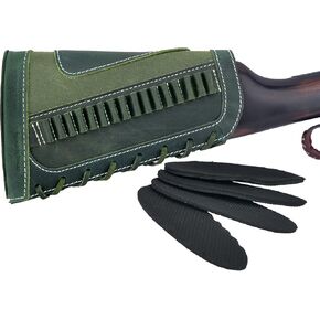 Leather Ammo Holder Buttstock Cheek Rest for 16pcs .22, .22LR, .22MAG, .17 hmr