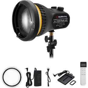 Wellmaking HL-700Bi 70W LED Video Light Fresnel COB Bi Color 2800K-6500K CCT Mode/CRI97+/6 Scenes/AC/DC Power Supply Bowens Mount Portable Continuous Output Lighting, Studio/Outdoor Photography/Video