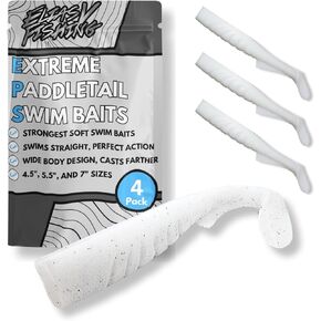 Extreme Paddle Tail Swim Baits - Soft Plastic Swimbaits, Premium Paddle Tail Swimbaits for Bass Fishing, Great Action Lifelike Saltwater Soft Swimbait Shad Lure