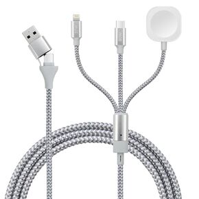 ELUTENG 3 in 2 USB C Cable Compatible for Apple Watch Charger 6ft iPhone Charger Type C Multi Fast Charging Cable for iWatch Ultra/SE/10/9/8/7/6/5/4/3/2/1 & iPhone 16/15/14/Galaxy S23