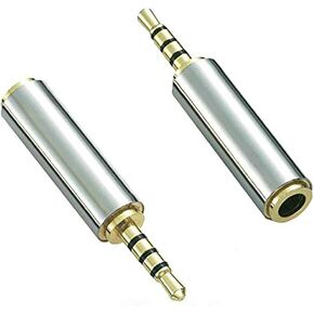 2.5mm Male to 3.5mm Female Audio Adapter Gold Plated Aux Auxiliary Plug Splitter 3 Ring Jack Support Converter Headphone Earphone Headset Stereo or Mono(2 Pack