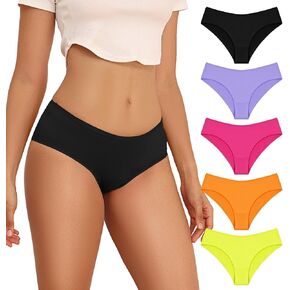BAJAOEY Womens Underwear Cotton Underwear Cheeky Underwear for Women Soft High Cut String Bikini Panties for Ladies 5 Pack
