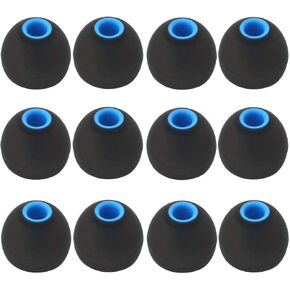 12PCS Large Size Replacement Ear Tips Earbuds Eartips Ear Cap Ear Bud Tip Compatible with BeatsX, Senso, TOZO, Sony & Other Inner Hole 3.8mm~4.2mm Earbuds in-Ear Headphones,Black-Blue,L