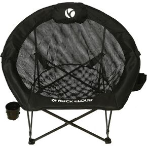ROCK CLOUD Folding Camping Chair Oversized Padded Moon Chairs Outdoor for Camp Lawn Hiking Fishing Sports, Black