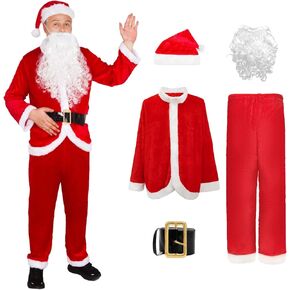 Christmas Santa Claus Suit Adult Men's Santa Costume Santa Fancy Suits Outfit Xmas Classic Flannel Cosplay Clothes