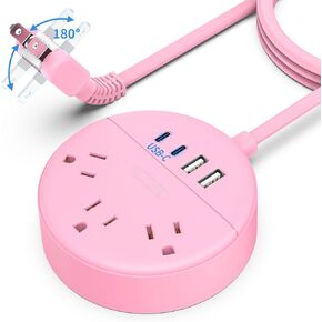 Extension Cord 25ft, NTONPOWER Power Strip with Long Extension Cord, 3 Outlet 2 USB Compact Desktop Charging Station Wall Mount for TV Living Room, Dorm, Office and Nightstand - White