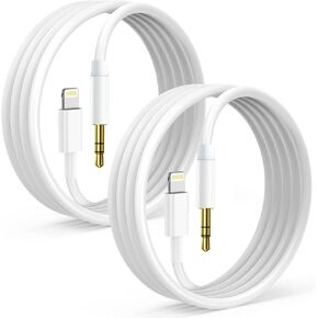 Lightning to 3.5mm Aux Cable, Apple MFi Certified Headphone Audio Jack Cord Compatible with iPhone 14 13 12 11 XS XR X SE 8 7 6 5 iPad/iPod to Car Stereo, Speaker, 2Pack (White)