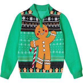 ADUKIDE Boys Christmas Ugly Sweaters Size 3-10T Xmas Kids Pullover Sweater 1/4 Zip Half Turtleneck Jumper