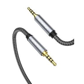 3.5mm Aux Cable 4 Pole, TRRS Audio Cable with Mic, Male to Male Aux Cord for iPhone, iPad, Tablet, Car, Home Stereos, Headphones, Speaker (4 Pole, 1.5FT/0.5M)