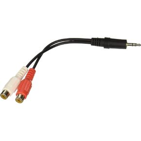 C2G Legrand 3.5mm Stereo Male to RCA Stereo Female, Stereo Audio Extension Cable, Audio Y-Adapter Cable, Black Dual RCA to 3.5mm Adapter, 6 Inch, 1 Count, C2G 40422