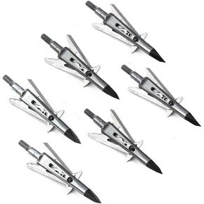 Chisel Tip 2 Blade Broadhead, 100 Grain Deploying Archery Mechanical Broadhead with Shock Collar Technology - 6 Pack, Silvery