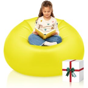 Nevife Inflatable Lounge Chair with Ottoman & Cup Holder, Portable Blow Up Sofa, Air Chaise Lounge,Lazy Couch for Camping,Gaming,Lunch Break,Garden,Party,Enjoy Sunbathing (Pump Not Incl.)-Pink