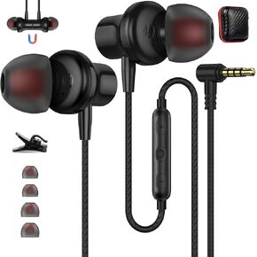 ASKUBSKU 3.5mm Headphones 5.9 ft Long Cord Wired Earbuds with Microphone Noise Cancelling Earphone HiFi Stereo Clear Call Volume Control Plug in 3.5mm Jack Wired Ear Buds for Laptop Chromebook PC