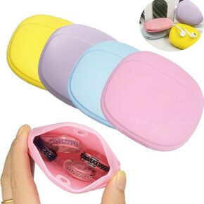 Silicone Headphone Organizer - Data Cable Storage Case - Mini Key Box - Portable Wired Headset Storage Bag (Purple-Yellow-Pink-Blue)