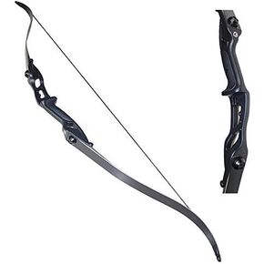 TOPARCHERY Archery 56" Takedown Hunting Recurve Bow Metal Riser Right Hand Black Longbow