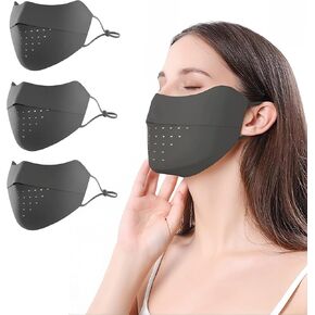 ANTQUE UV Face Mask Washable Reusable Breathable Sun Protection Golf Sports Face Mask UPF 50+ Men Women (3pcs)