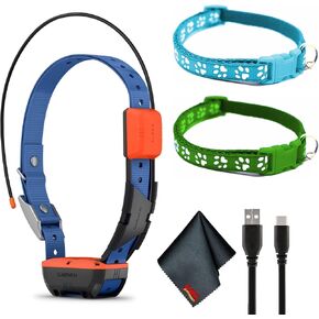 Garmin Alpha T20 GPS Dog Tracking Collar, Location Tracker Collar with Multicolor Led Beacon Lights and Universal Size Bundle with Green and Blue Collars with Cleaning Cloth