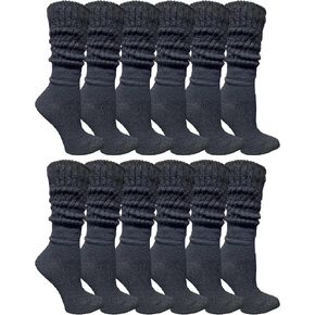 Yacht & Smith 6 Pairs Womens Scrunched Slouch Socks, Cotton Boot Socks Bulk Pack