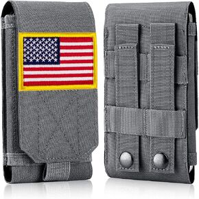 IronSeals Tactical Molle Phone Cover Case, Heavy Duty Loop Belt Holster Pouch with Flag Patch for iPhone 16 Pro Max/16 Plus/16 Pro/16/15 Pro Max/14 Pro Max/13 Pro Max/12 Pro Max, for Galaxy S24 Ultra