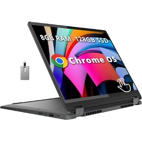 Lenovo IdeaPad Flex 5i 14" FHD 2-in-1 Touchscreen Laptop, Intel i3-1315U, 8GB RAM, 128GB SSD, Intel UHD Graphics, Backlit Keyboard, Webcam, Wi-Fi 6E, Chrome OS, Gray, 128GB Hotface USB Card