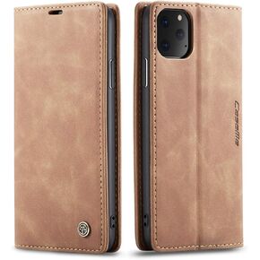 QLTYPRI Wallet Case for iPhone 11[6.1 Inch], Vintage Folio PU Leather Case with Card Slots Magnetic Closure Kickstand Flip Shockproof Phone Cover for iPhone 11 - Brown
