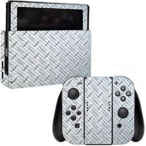 MightySkins Carbon Fiber Skin for Nintendo Switch - Pink Diamond Plate | Protective, Durable Textured Carbon Fiber Finish | Easy to Apply, Remove, and Change Styles | Made in The USA