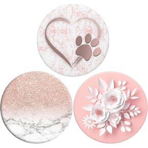3 Pack Universal Cell Phone Stand Compatible with Socket for Grip & Holder Rotation -Love Powder Glitter Color Geometric Marble Powder