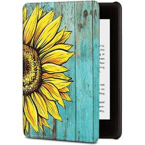 Case for Kindle Paperwhite 11th Generation 6.8", Durable PU Leather Cover with Auto Wake/Sleep Cover for Kindle Paperwhite 11th Generation and Signature Edition 2021 Released, Sunflower Plank