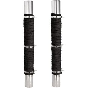 Camping Tent Stove Stove Pipe Cover (2 Sets) and Fireproof Stove Pipe Anti-scalding Fiberglass Tape, 5 m/16.4 ft, biack