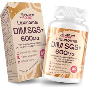 Liposomal DIM SGS Supplement 600 mg - DIM Supplement for Women & Men, Estrogen Supplements Contains Sulforaphane Glucosinolate, Pomegranate Fruit - Support Detox and Antioxidant (2 Pack)