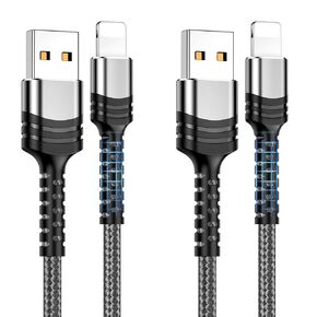 HFHSCN 2023 Upgraded Liightning Cable for iPhone Charger Cords, [2Pack 10ft] Nylon Braided MFi Certified USB Charging Cable for iPhone 13 12 11 Mini Pro XR Xs Max X SE 8 7 6 Plus - Grey