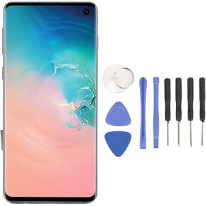قطعة بديلة لشاشة الهاتف لهاتف Galaxy S10، مجموعة محول رقمي تعمل باللمس LED مقاس 6.1 بوصة مع إطار وأداة إصلاح، لهاتف Galaxy S10 G9730، SM G973U، SM G973W، SM G973F (أسود)
