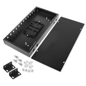 YAODHAOD 4-12 Port Fiber Optic Wall Mount Enclosure Box, Fiber Optic Distribution Box,SCLC Square Port Optical Fiber Termination Box T Fiber Box (Rack 4port - 12 Ports, Black)