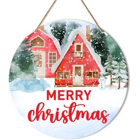 ZODGMED Christmas Welcome Sign for Front Door Porch, Christmas Decor for Home Office Patio Holiday Hanging Sign, Xmas Winter Santa Farmhouse Wall Decorations