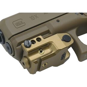 HiLight SS10B Blue Laser Tactical Sight for Pistols Handguns Low Profile Military Aircraft Grade Anodized Aluminum Body TAN Powered by Micro USB Rechargeable Battery. Class IIIA <5mW