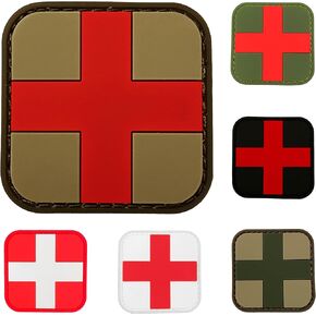 Medic Patch First Aid EMT EMS Tactical Military Templar Armoury Hook and Loop Backing PVC - Black, O.D. Green, Coyote Brown, Multicam, Red, and White (Black)