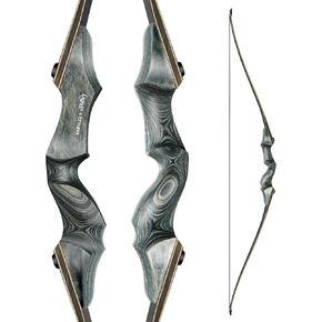 Black Hunter Takedown Longbow, GLURAK 60" Wooden Archery Bow Hunting Bow - Right Hand Bow for Beginner Training Practice, 25-60lb