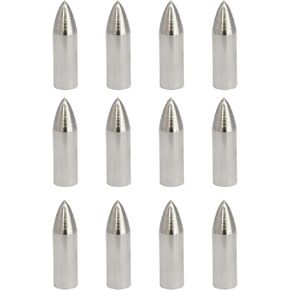 ZYAMY 12pcs Field Tips Target Point Arrowhead Arrow Heads 100 Grain Glue on Target Stainless Steel Arrow Points Wood Arrow Tips for ID 8mm Arrow Archery Accessories, Silver