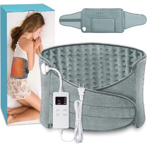 Heating Pad for Back Pain Relief Electric Heating Pad Wrap for Period Cramps Lower Back Neck Shoulders Pain Relief 6-Hour Auto Shut Off 12x24 Heated Pad + 20" Belt Adjustable 4 Timer 6 Heat Level