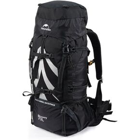 Naturehike 70+5L Lightweight Hiking Backpack, Tear-resistant Fabrics-Light CR Carrying System-Comfortable Weight-Bearing(Black)
