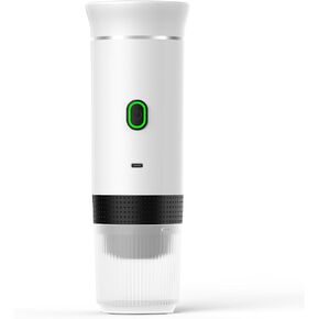 Portable Electric Espresso Machine, Mini Travel Coffee Machine, Car Electric Coffee Maker with Ground Coffee and NS Capsule for Machine, Perfect for Hiking, Camping, Office (Metallic White)