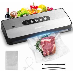 Vacuum Sealer Machine, with 8-in-1 Function& Detachable Tray& Cutter& 10 Bags, Food Vacuum Sealer Saver Machine for Food Storage & Sous Vide,Automatic Sealing Machine,EXT-VAC,Stainless Steel