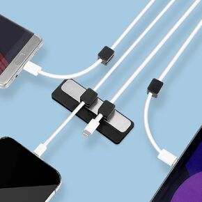 4Pack Magnetic Silicone Cable Holders, 4+1Adhesive Phone Cord Organizer with Base Smooth Adjustable Wire Keeper Charging Cable Keeper Cable Management for Desk Nightstand Home Office Car in Kuwait